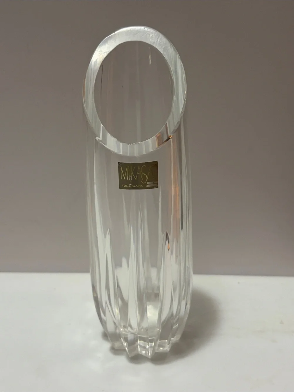 Mikasa Clear Crystal Vase with Vertical Cut Design